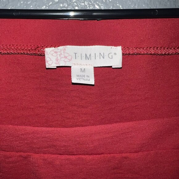 Timing Women’s Red Square Neck Puff Sleeve Blouse M P2P 19 L22 - Picture 3 of 5